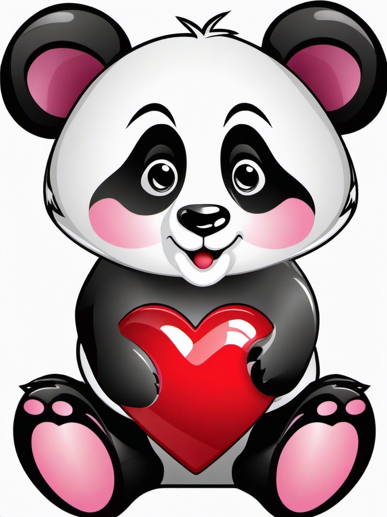 Panda clipart - panda with a heart  clipart