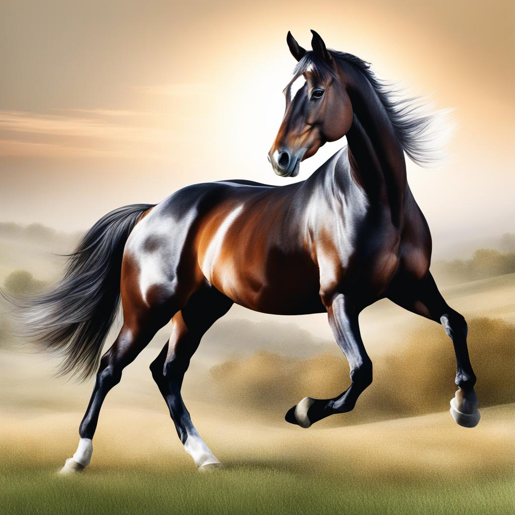 horse clipart - graceful horse illustration in a natural setting. 