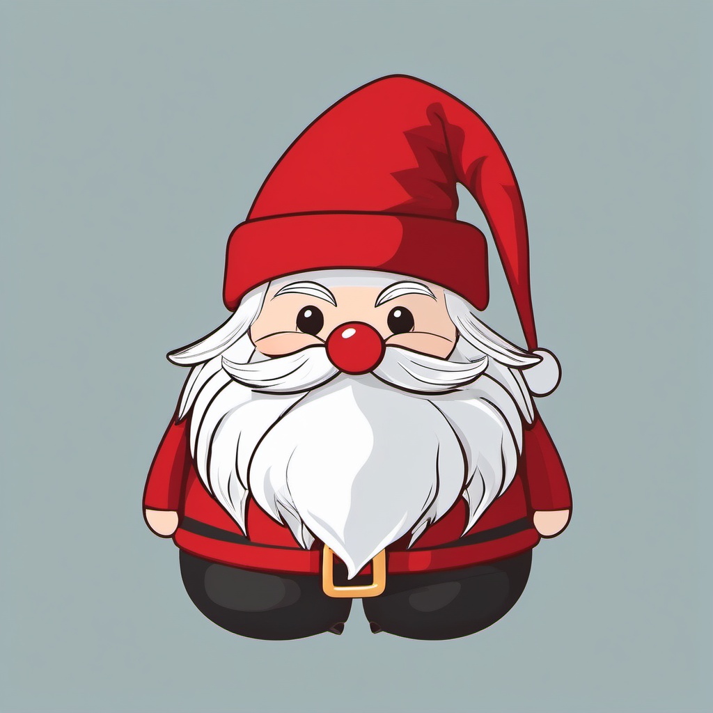 Christmas gnome clipart, A whimsical Christmas gnome with a red hat.  simple, 2d flat
