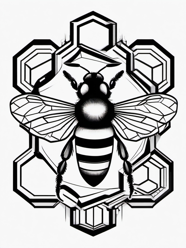 geometric honeycomb bee tattoo  vector tattoo design