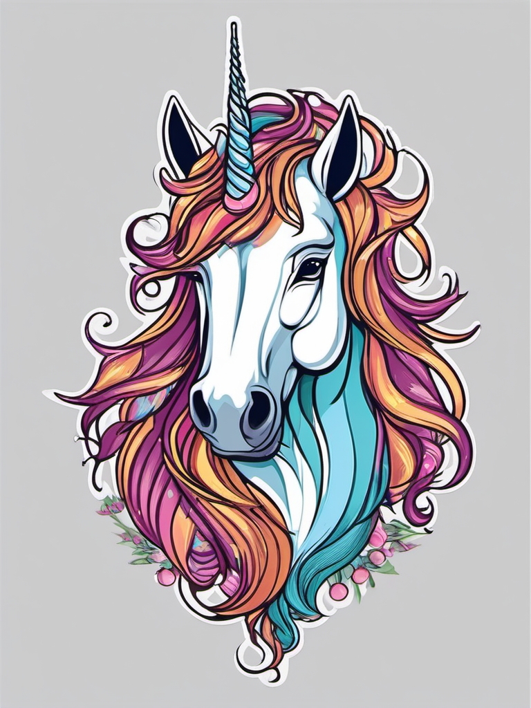 Unicorn Clipart Head - Beautiful and intricate unicorn head illustrations suitable for various creative projects.  vector art, clipart, minimal