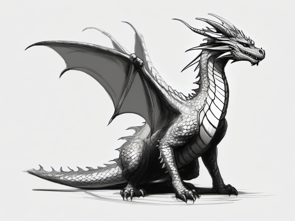 drawing of a light dragon  minimal rough sketch scribbles,doodles,black and white