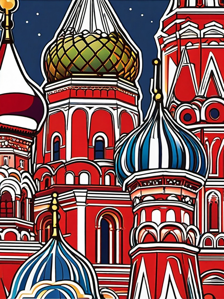 Red Square sticker- Historic square in the heart of Moscow, , sticker vector art, minimalist design