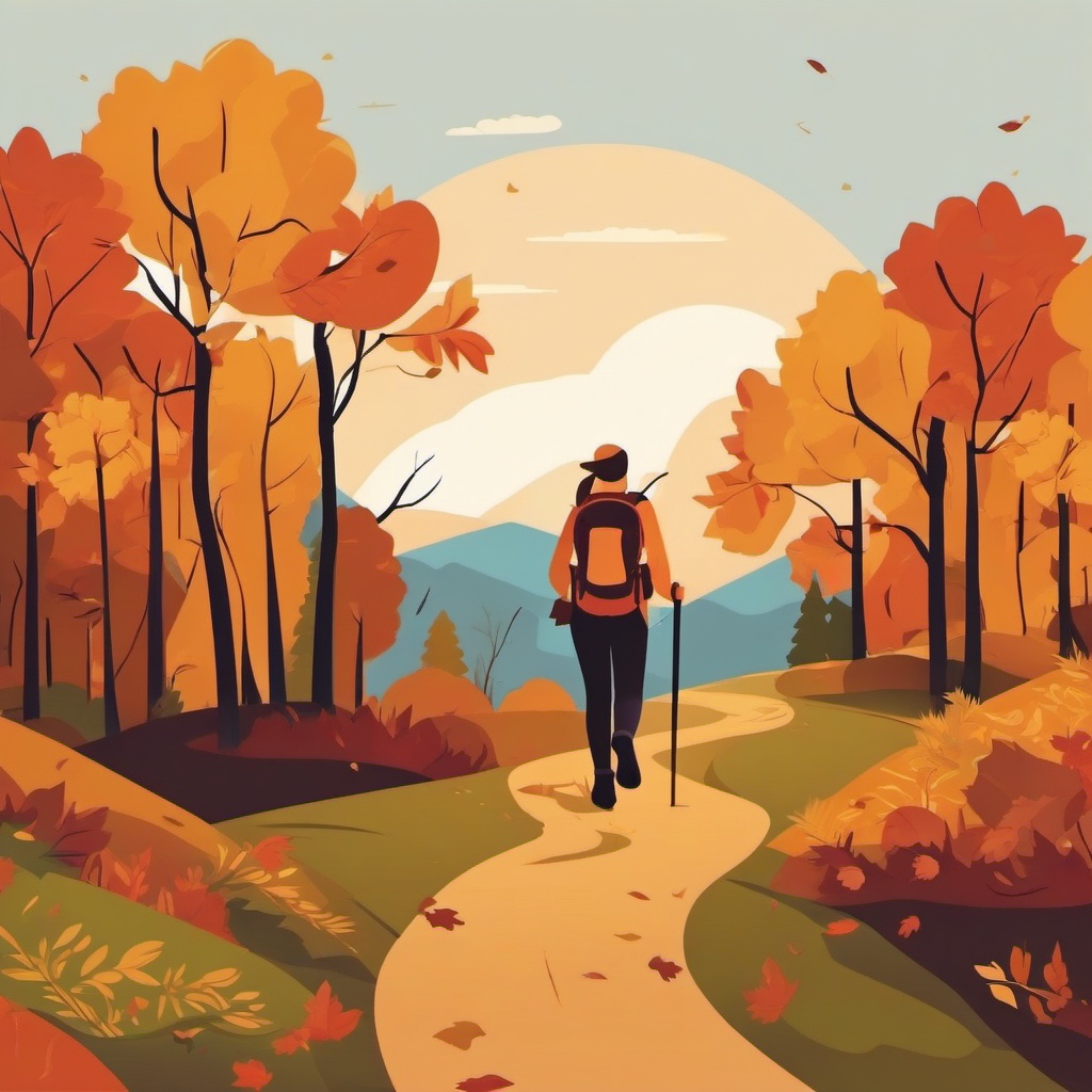 Fall Hiking Adventure clipart - Hiking through autumn trails, ,vector color clipart,minimal