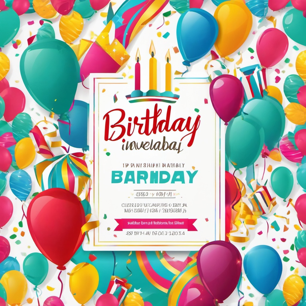 Birthday Invitation clipart - Vibrant birthday party invitation, ,vector color clipart,minimal