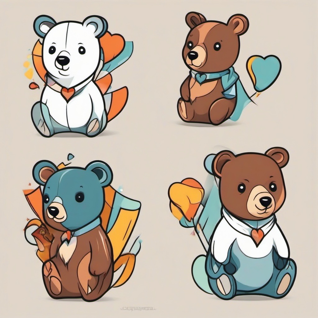 3 little bears tattoo  simple vector color tattoo