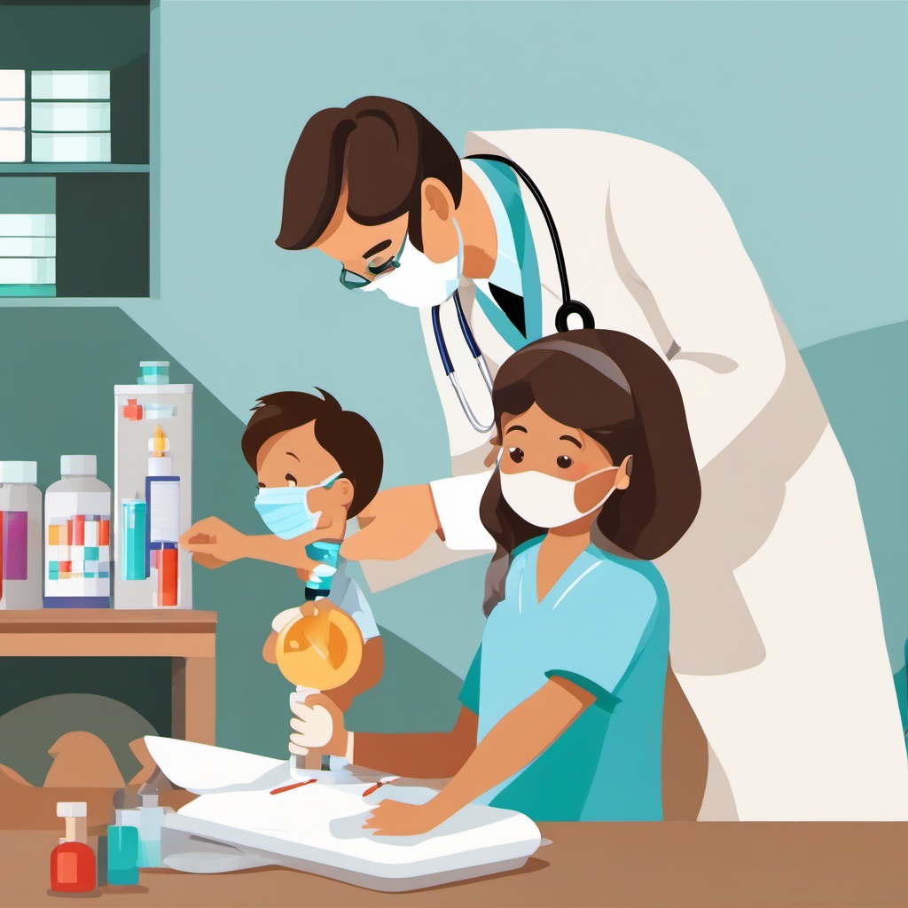 Doctor clipart - doctor giving a vaccine to a child  