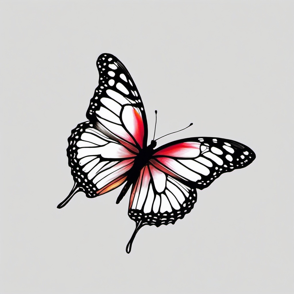 side butterfly tattoo designs  simple color tattoo, minimal, white background