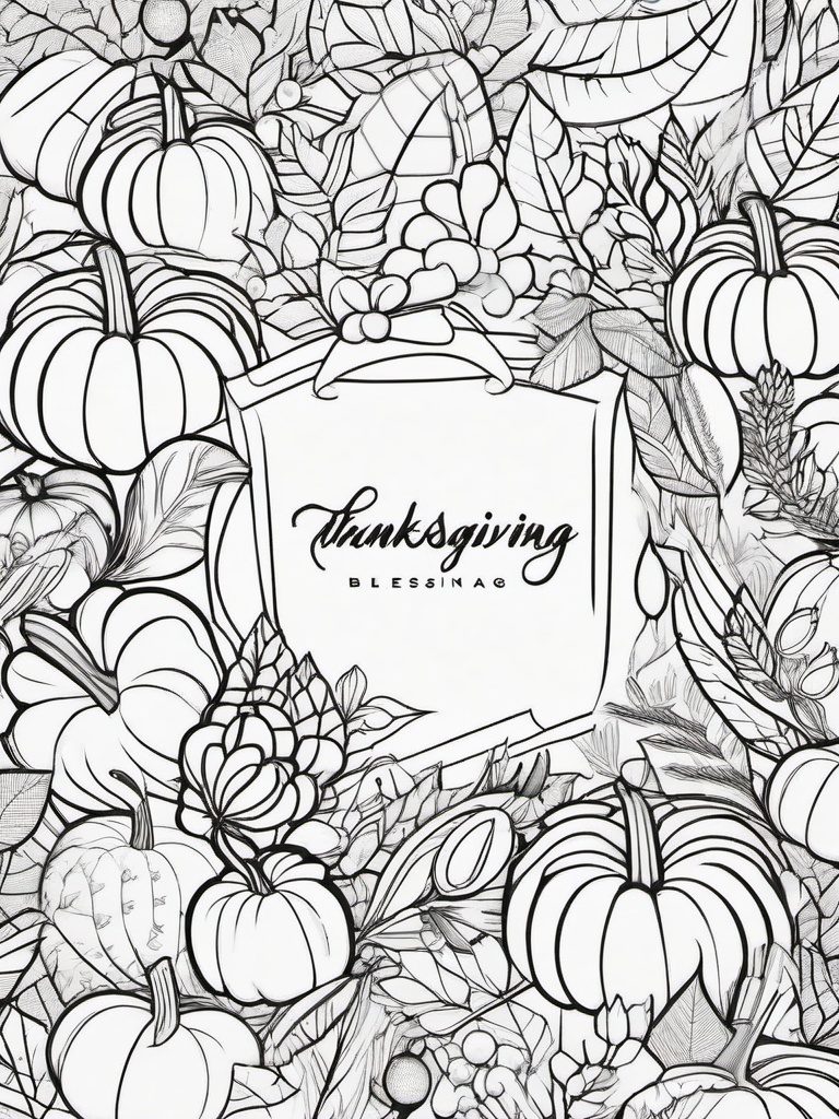 Thanksgiving Blessing Coloring Pages - Sharing Gratitude and Appreciation  minimal black outline printable sheet, coloring page