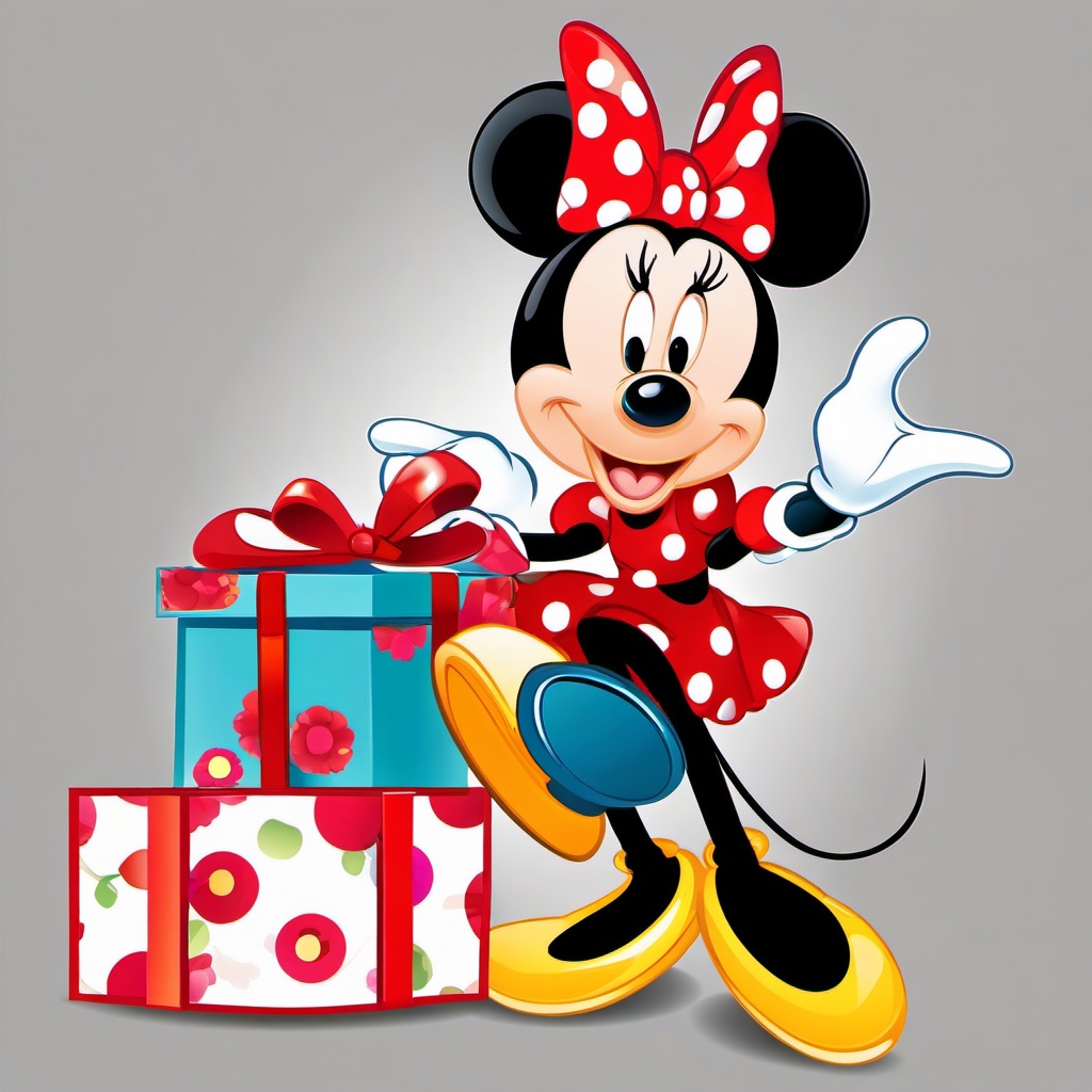 Minnie Mouse clipart - Minnie Mouse with a gift  vector clipart