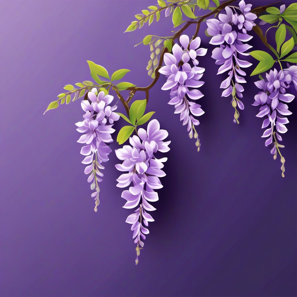 Wisteria Sticker - Experience the cascading and enchanting beauty of wisteria blooms with this sticker, , sticker vector art, minimalist design