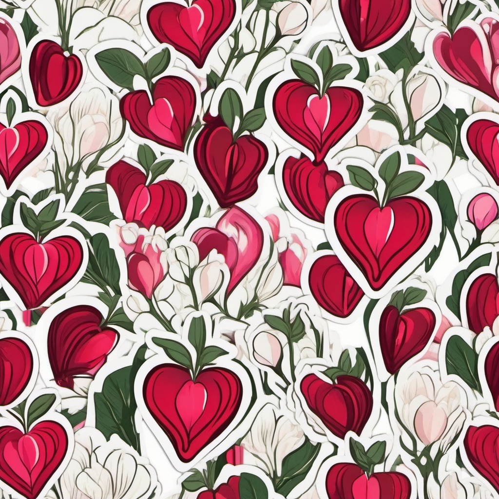 Bleeding Heart Sticker - Symbolize love and affection with the unique and heart-shaped blooms of bleeding hearts, , sticker vector art, minimalist design