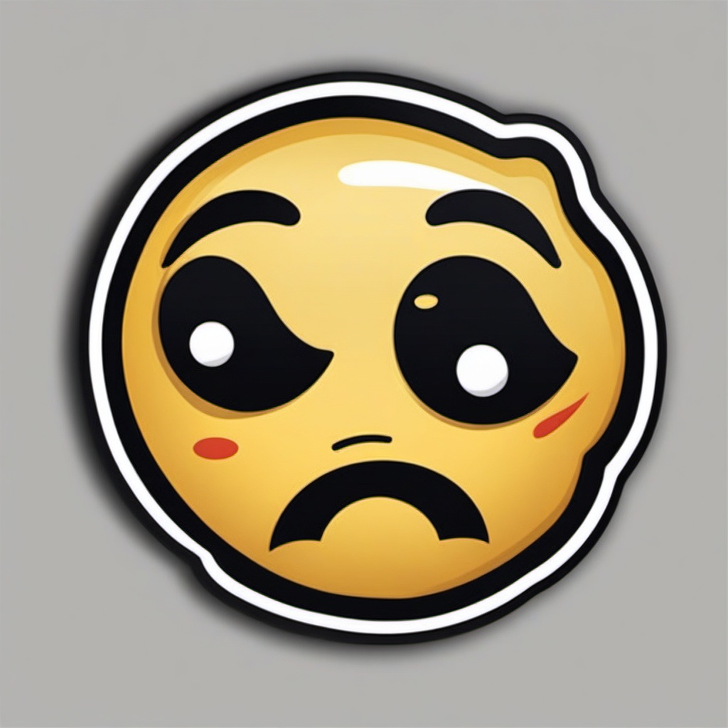 Emoji sad face sticker- Expressive and emotive, , sticker vector art, minimalist design