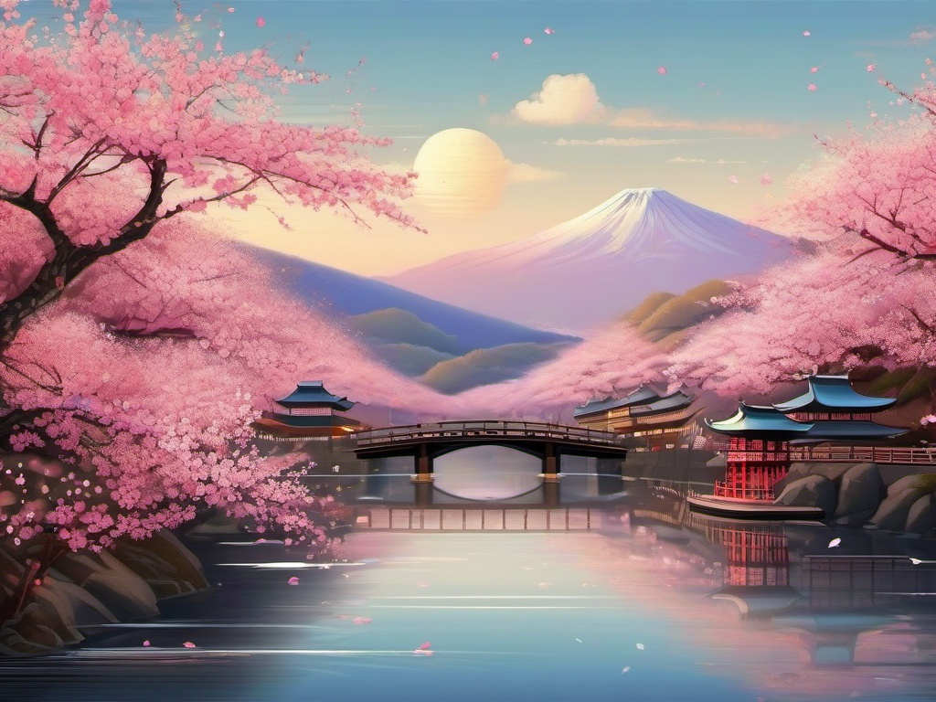 Pretty Backgrounds - Cherry Blossom Delight in Kyoto  wallpaper style, intricate details, patterns, splash art, light colors