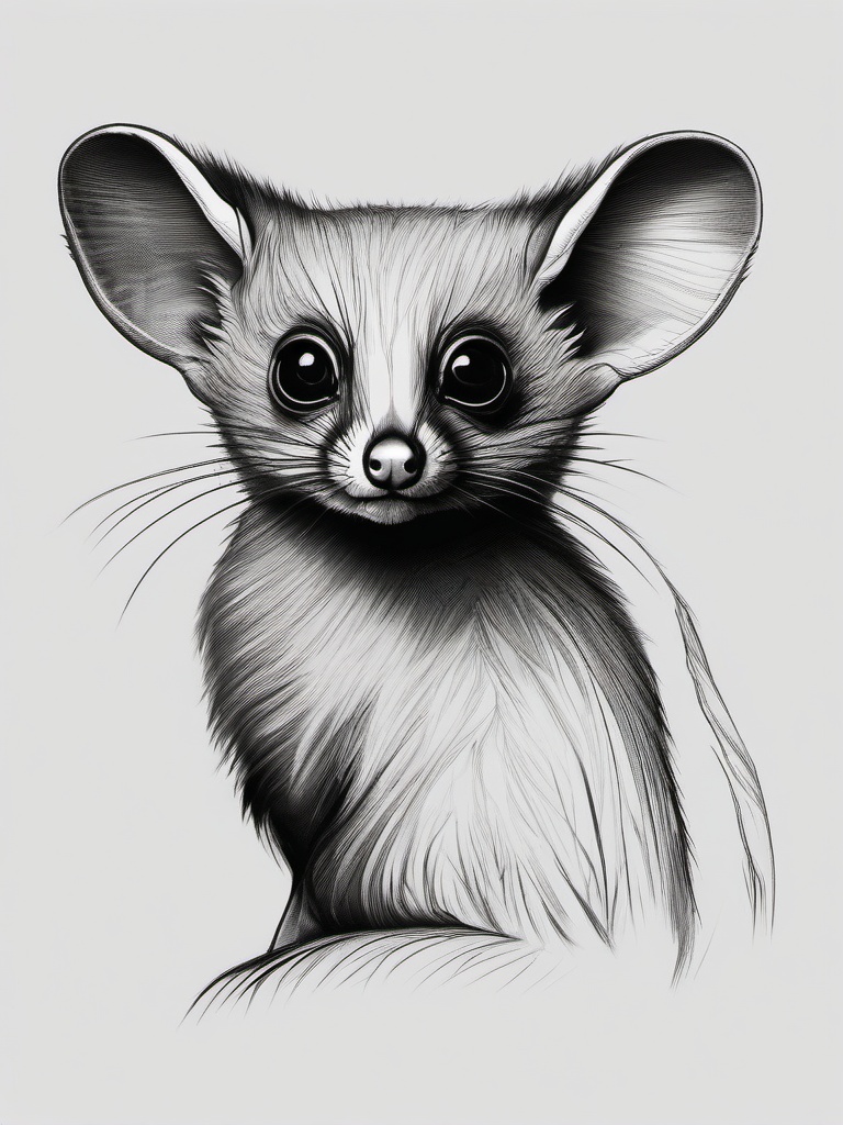 drawing of a mouse lemur  minimal rough sketch scribbles,doodles,black and white