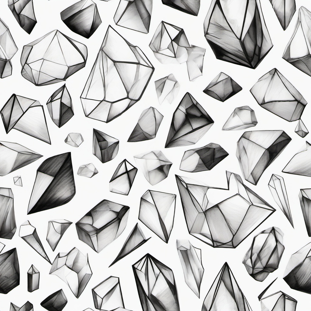 drawing of crystal  minimal rough scribbles,doodles,black and white