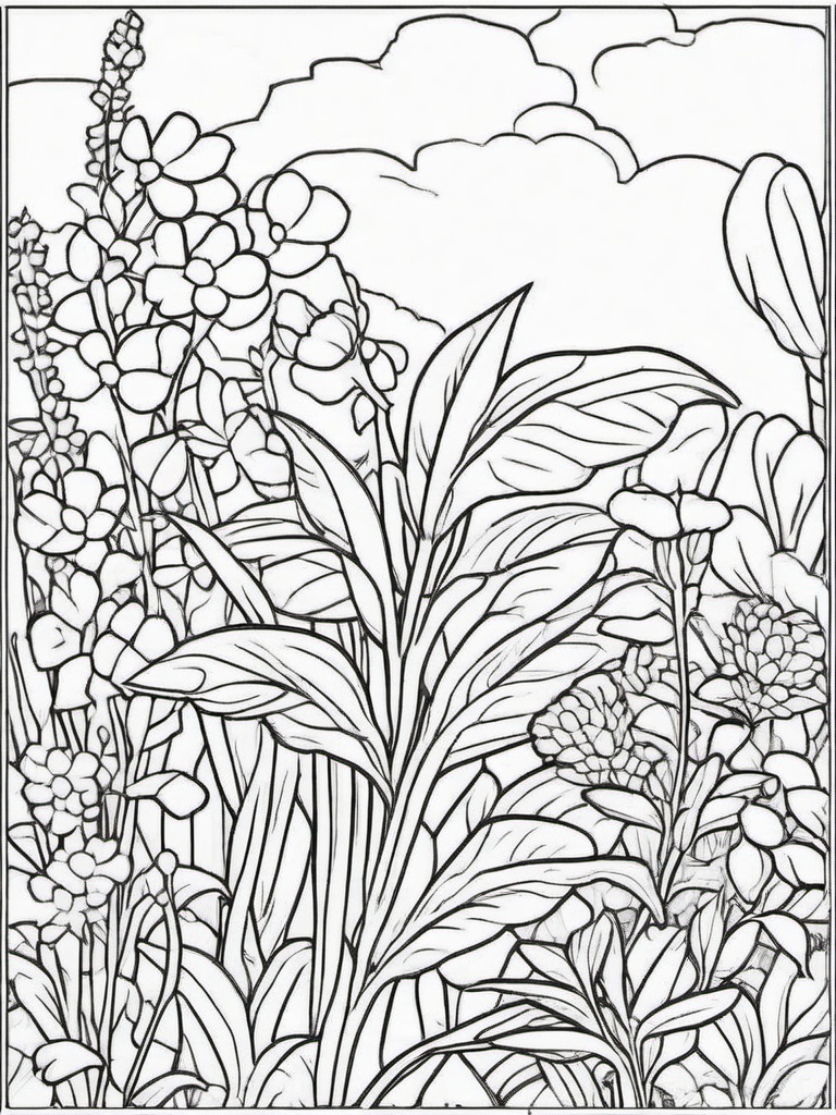 Plant Coloring Pages - Plant in a garden  simple coloring pages