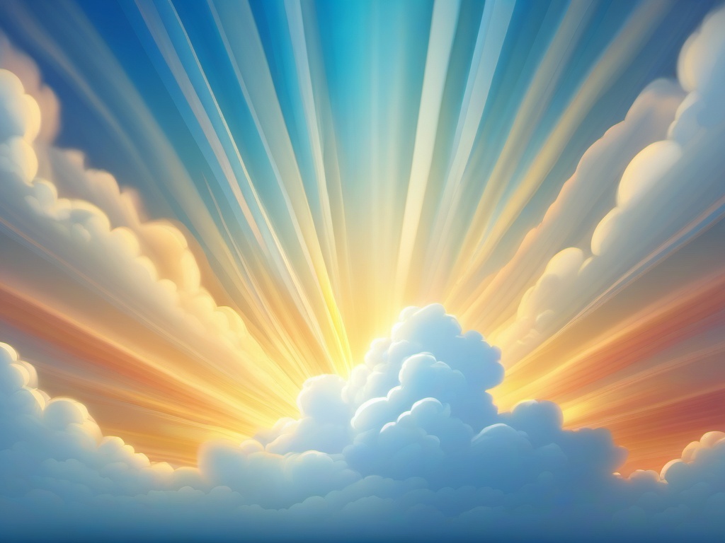 Cloud Background - Heavenly Cloudscape with Sun Rays, Divine Atmosphere  intricate patterns, splash art, wallpaper art