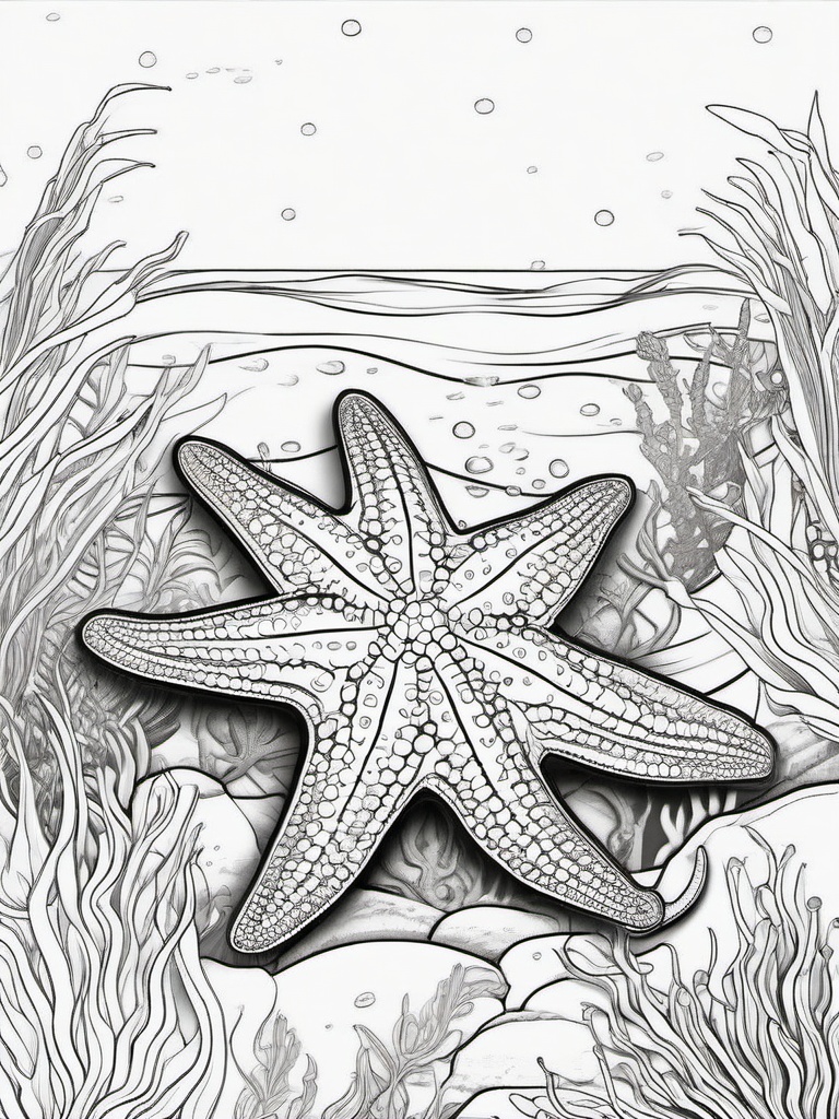 Starfish Coloring Pages - Five Armed Ocean Floor Crawler  black outline printable sheet, coloring page