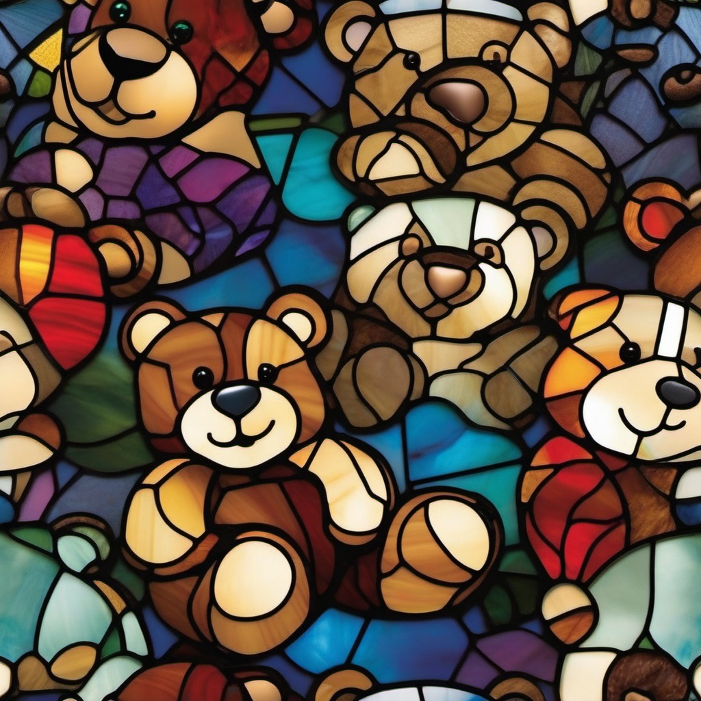 Stained Glass Teddy Bear - Capture the nostalgic charm of teddy bears with stained glass art, featuring these cuddly companions in colorful and endearing designs.  