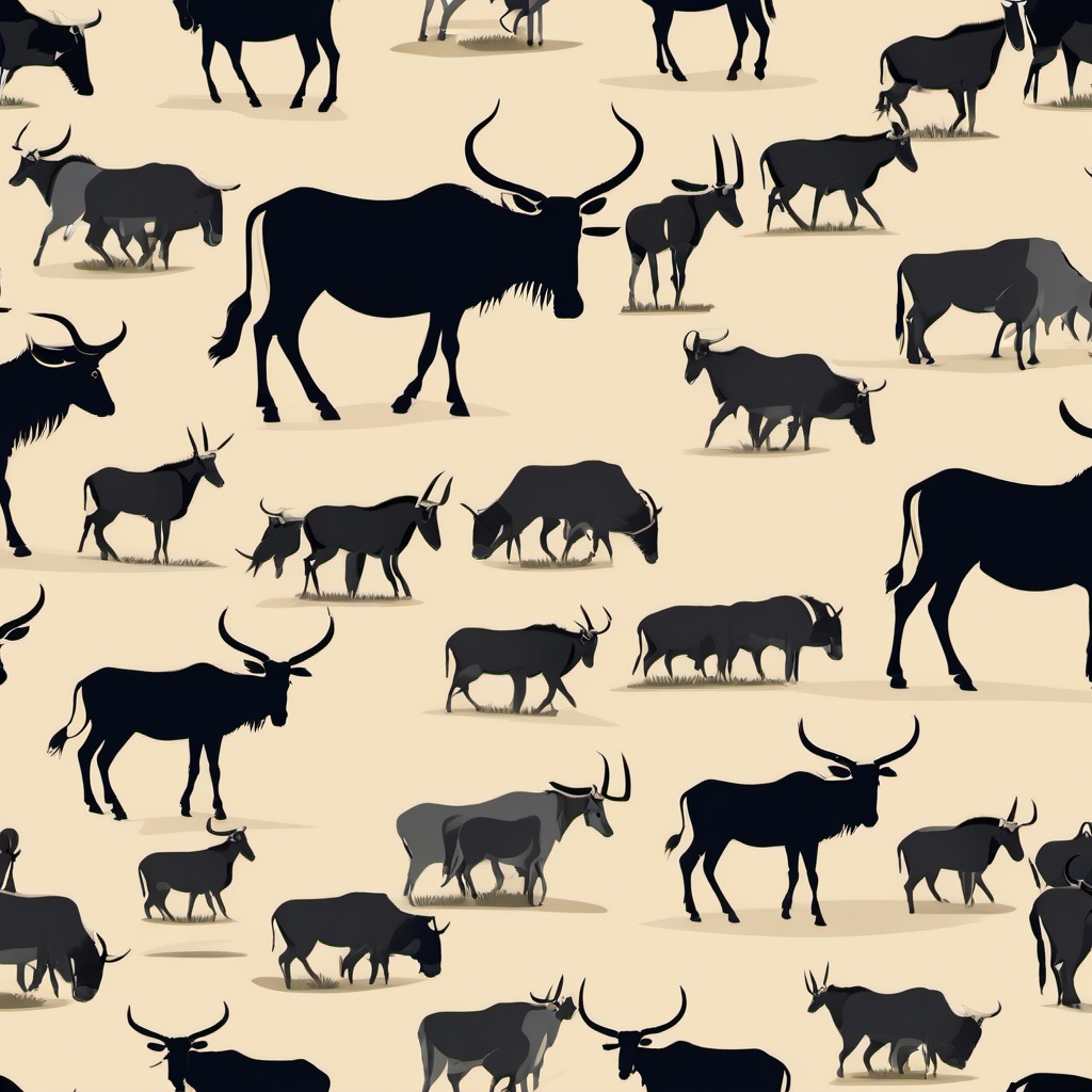 Wildebeest clipart - Large herbivore known for migration, ,vector color clipart,minimal