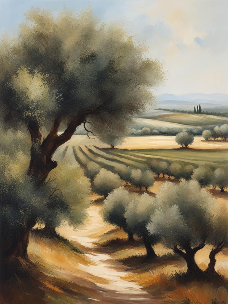 apulian olive groves - capture the tranquility of apulian olive groves in your artwork, with ancient trees and rolling landscapes. 