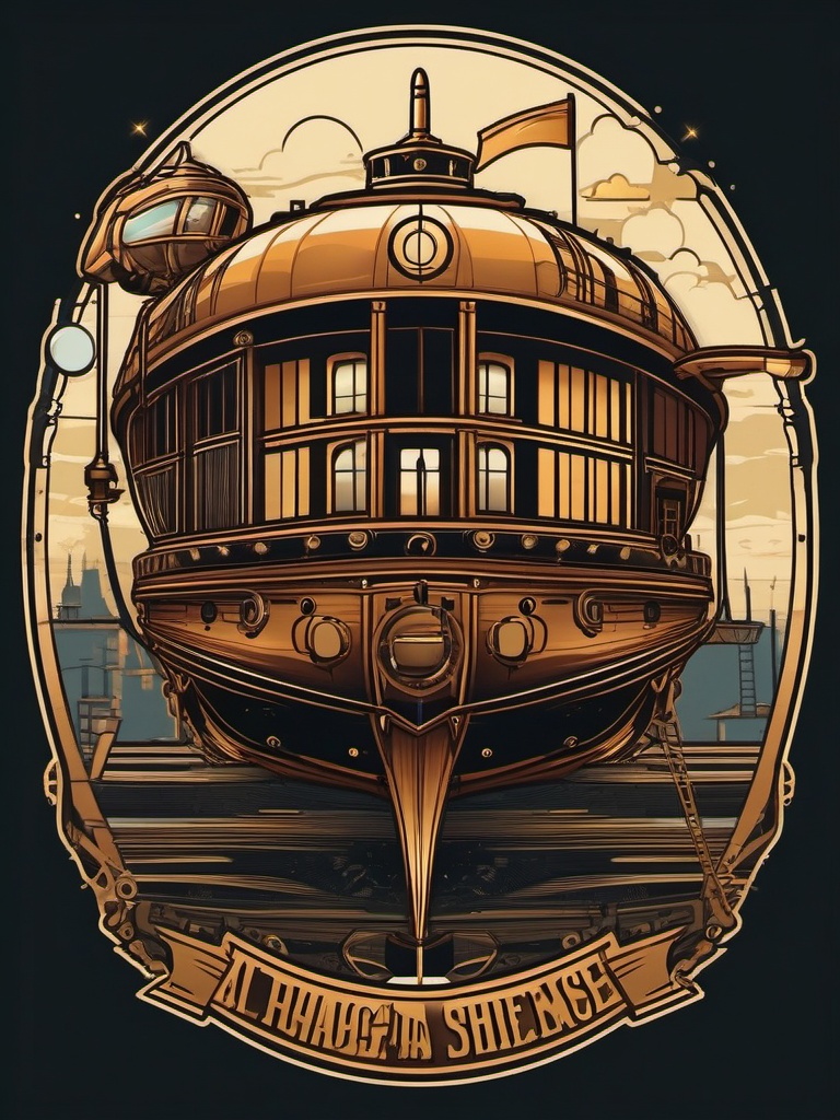 Steampunk Airship Residence Sticker - Embrace the steampunk aesthetics with the whimsical and airship-inspired residence sticker, , sticker vector art, minimalist design