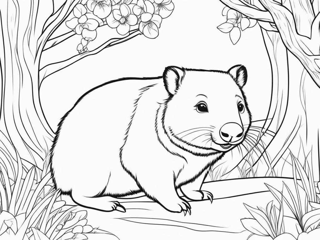 wombat joeys cute animals coloring page 