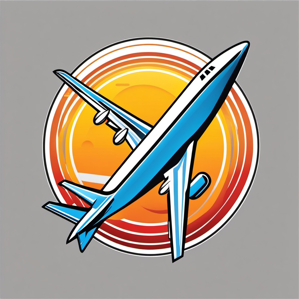 Plane and sun icon - Plane and sun icon for air travel and vacations,  color clipart, vector art