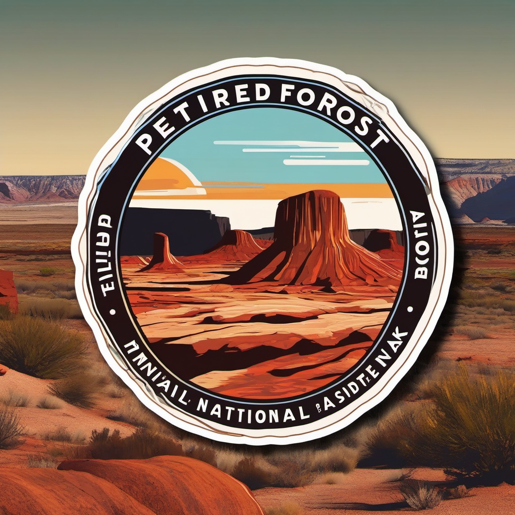 Petrified Forest National Park sticker- Unique park featuring petrified wood in Arizona, , sticker vector art, minimalist design