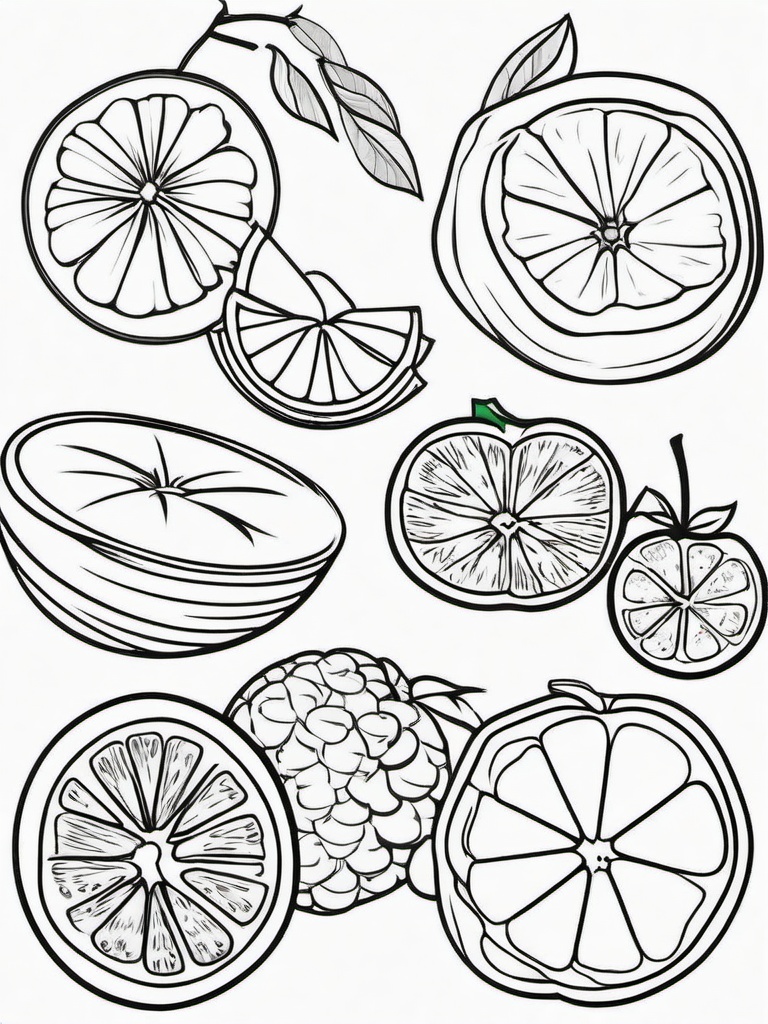 Fruit Coloring Pages - Orange with a section cut out  simple coloring pages