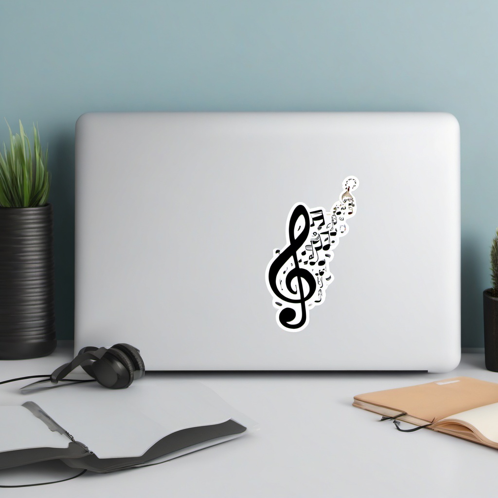 Music Note Cluster Sticker - Cluster of musical notes, ,vector color sticker art,minimal