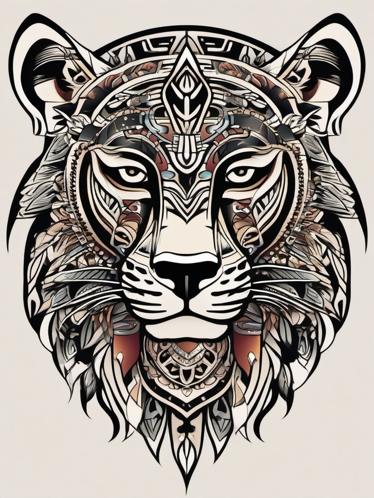 aztec jaguar tattoo  simple vector color tattoo