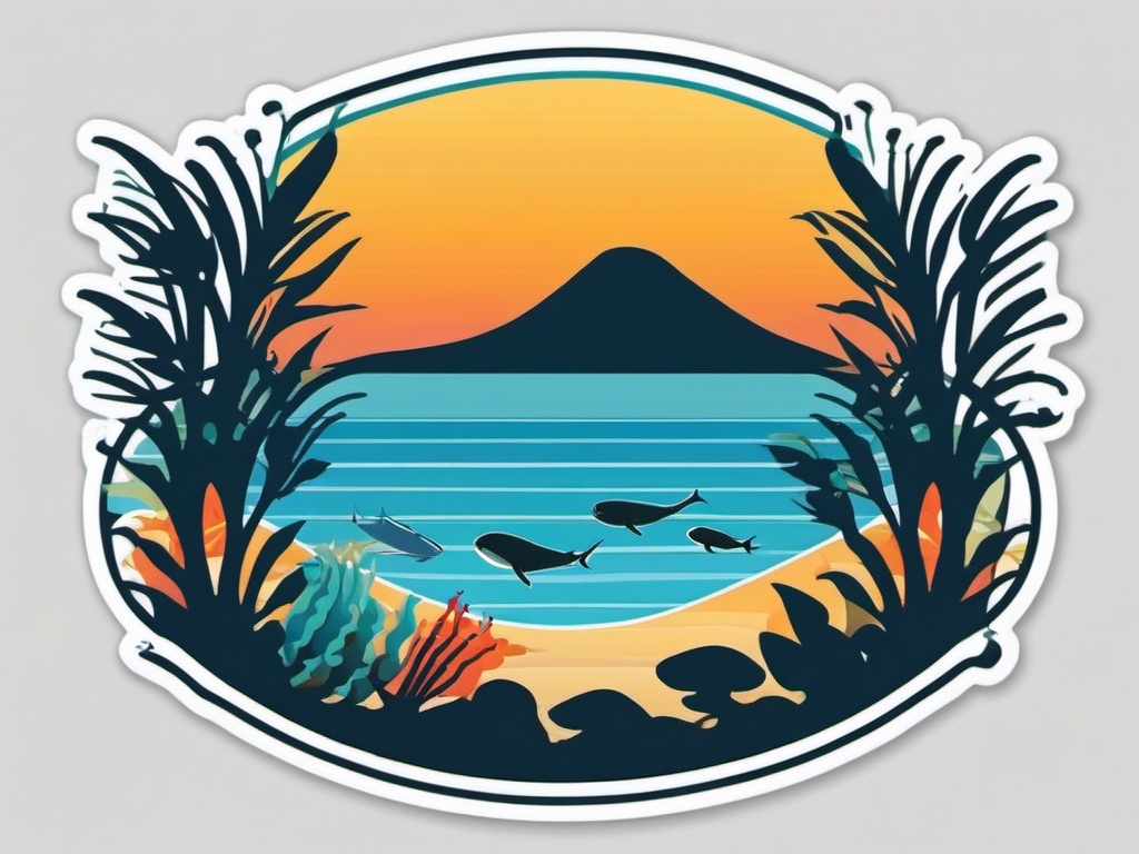 Monterey Bay Aquarium sticker- Renowned aquarium on the California coast, , sticker vector art, minimalist design