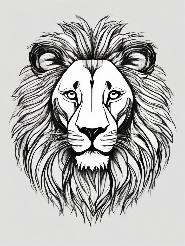 drawing of a lion in carnival  minimal rough sketch scribbles,doodles,black and white