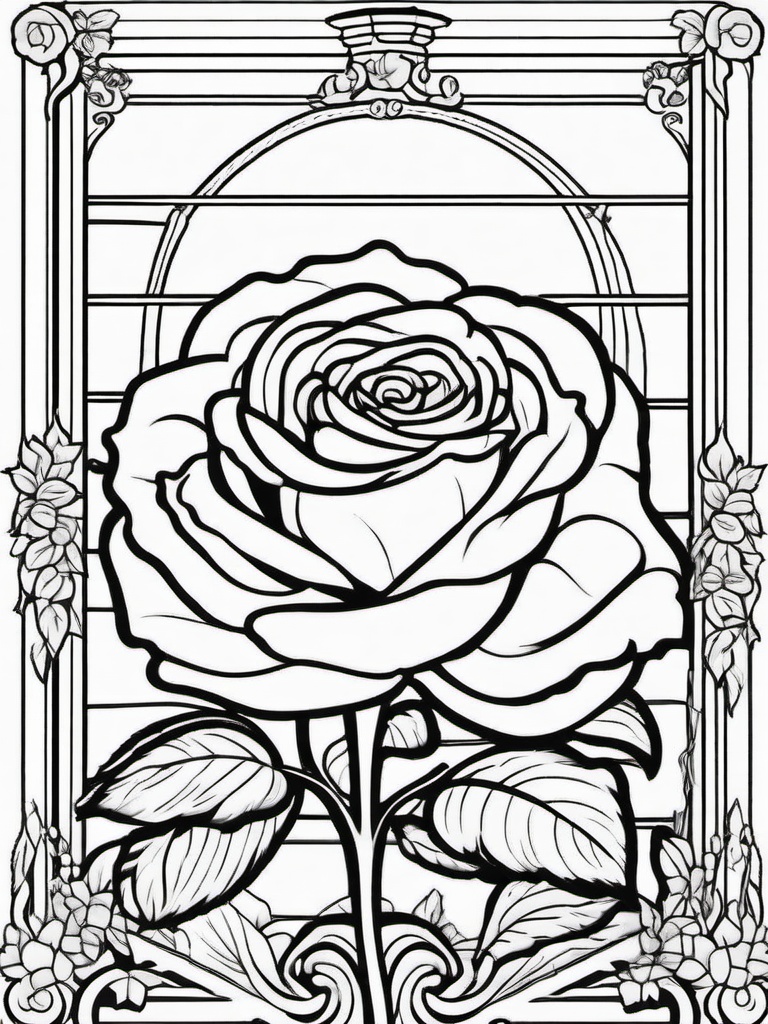 Rose Coloring Pages - Rose growing in a Victorian greenhouse  simple coloring pages