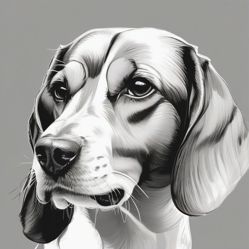 drawing of a Beagle dog  minimal rough sketch scribbles,doodles,black and white