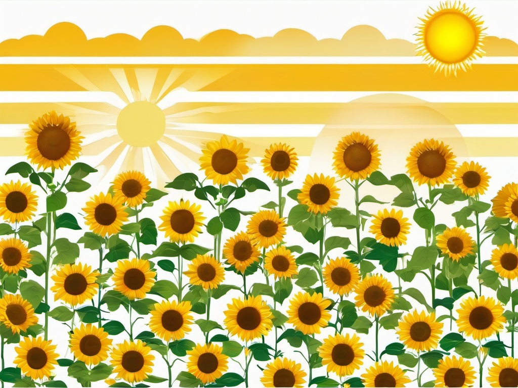 Sun clipart - sun shining on a sunflower field  