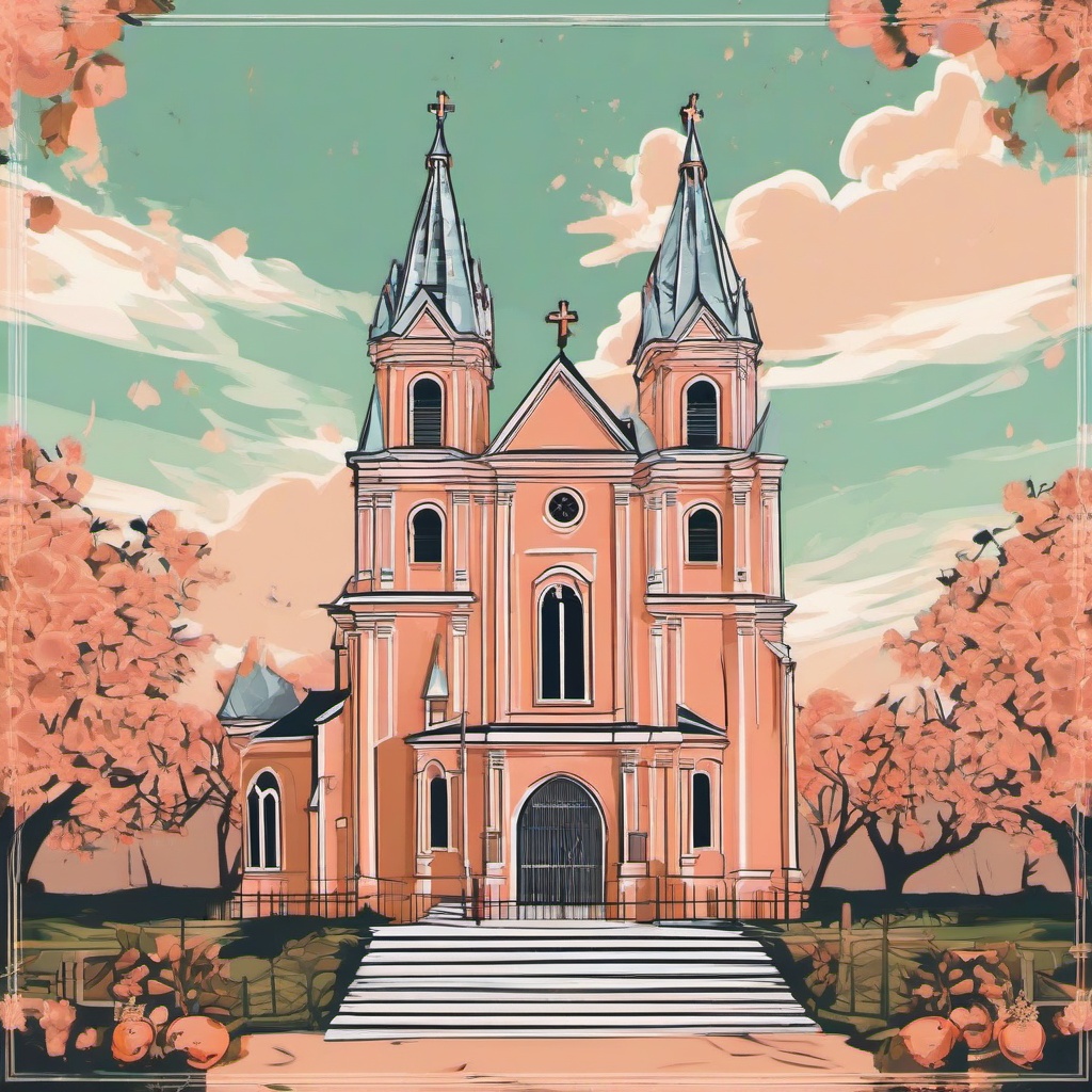 queen of peach parish church  , vector illustration, clipart