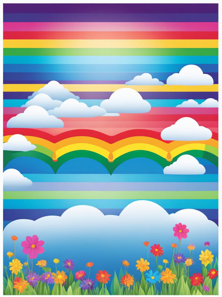 rainbow clipart - a vibrant and arching rainbow after the rain. 