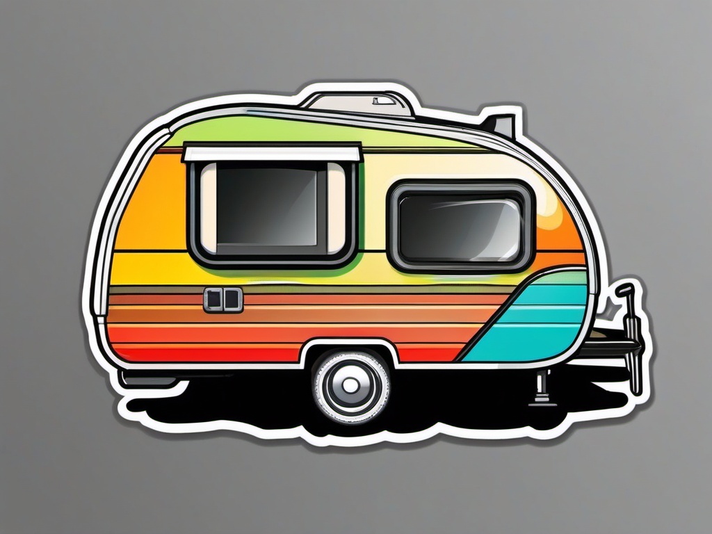 Caravan Trailer Sticker - Mobile living, ,vector color sticker art,minimal