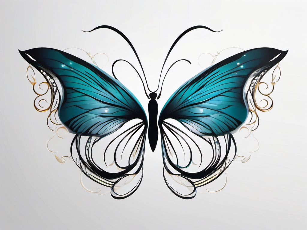 Infinity butterfly, where the wings form the eternal symbol, symbolizing transformation and everlasting beauty.  colored tattoo style, minimalist, white background