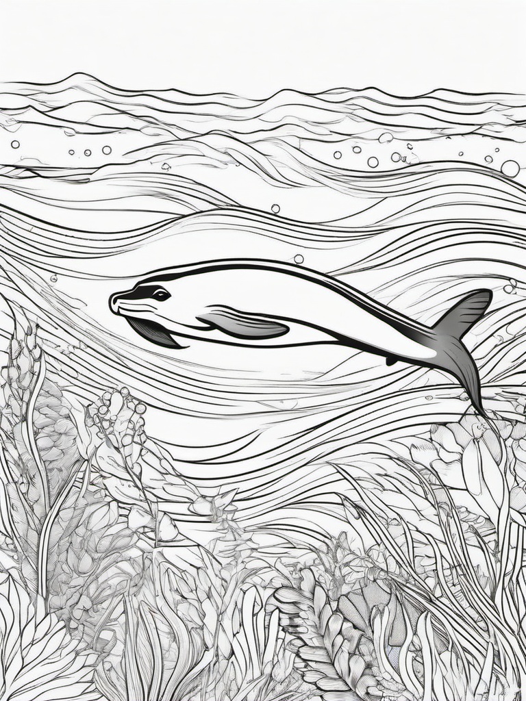 Seal Coloring Page - Flippered Ocean Diver  black outline printable coloring page