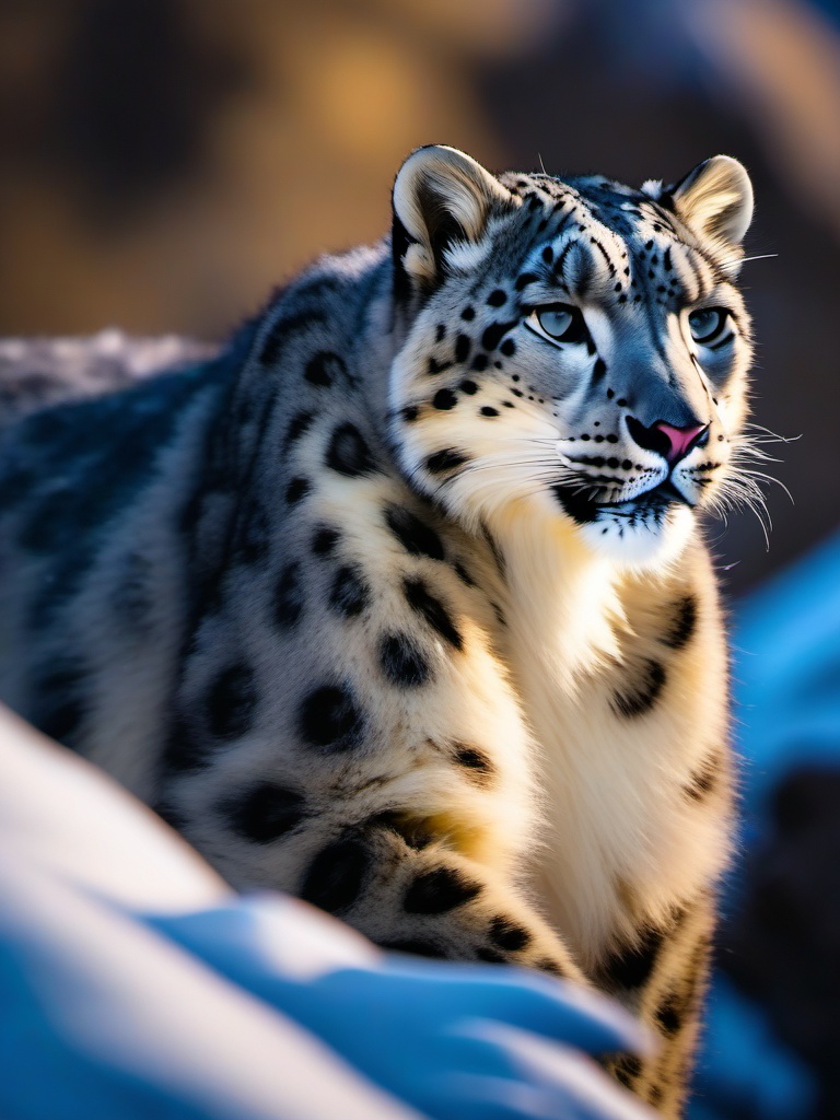 Cute Snow Leopard in the Himalayan Peaks 8k, cinematic, vivid colors