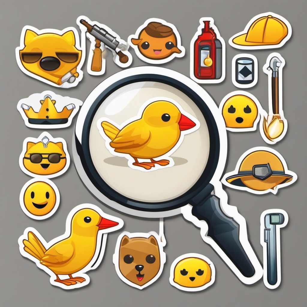 Magnifying Glass and Detective Emoji Sticker - Investigative curiosity, , sticker vector art, minimalist design