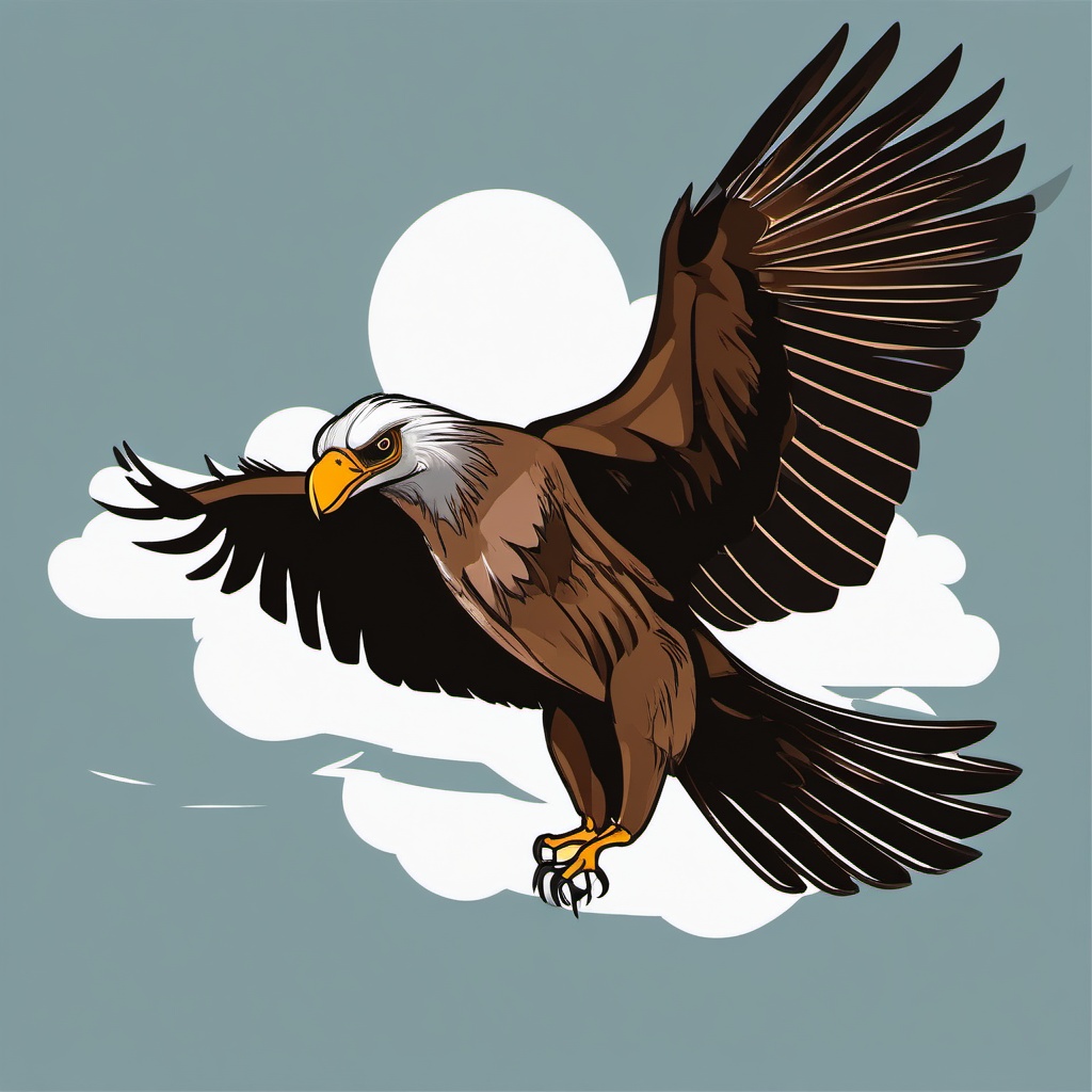 Vulture clipart - Scavenging bird with broad wings soaring high, ,color clipart vector style