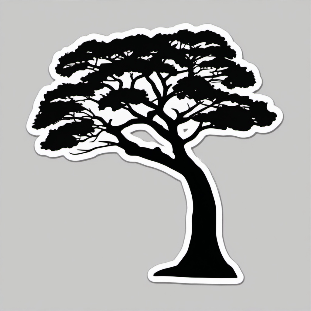 Tree Sticker - Simple tree silhouette, ,vector color sticker art,minimal