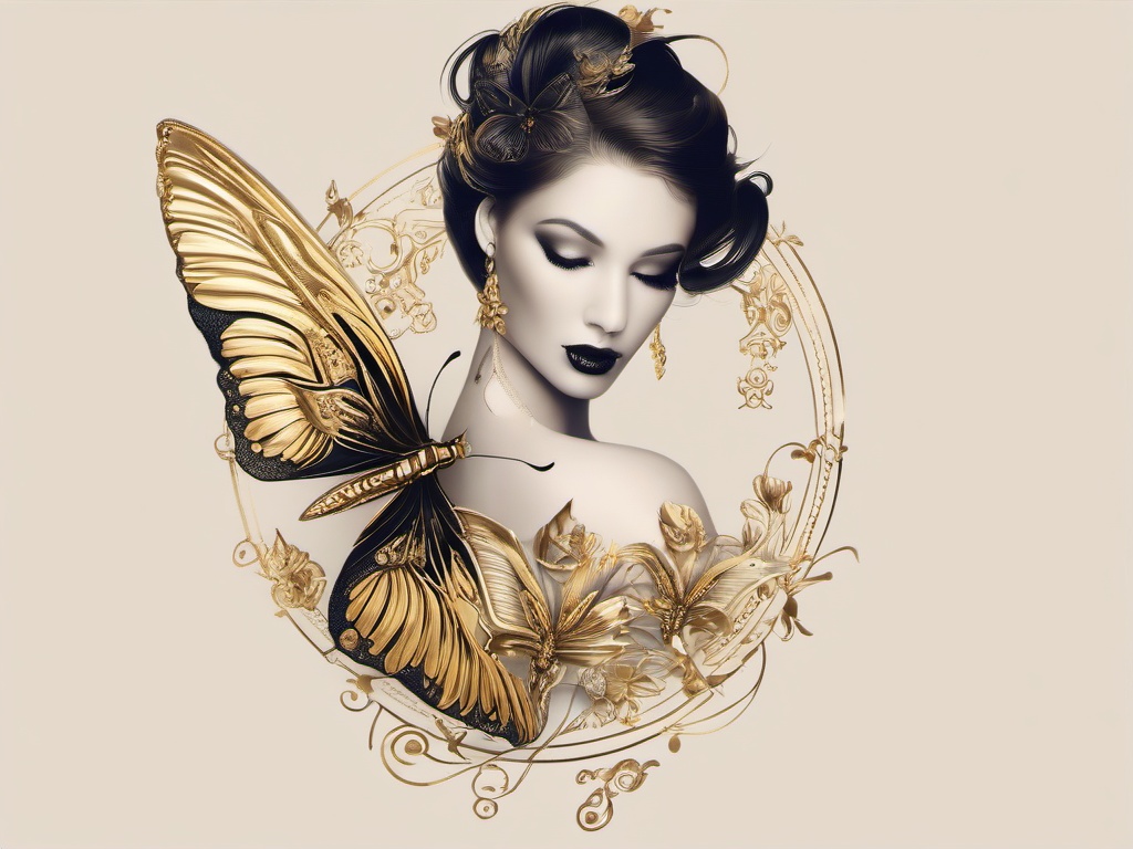 gold butterfly tattoo  