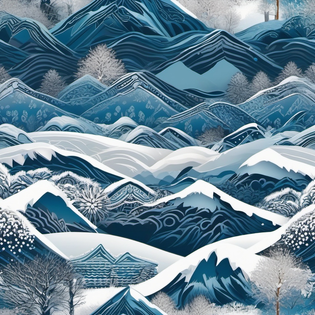 Snowy Mountain Retreat Winter Background intricate details, patterns, wallpaper photo