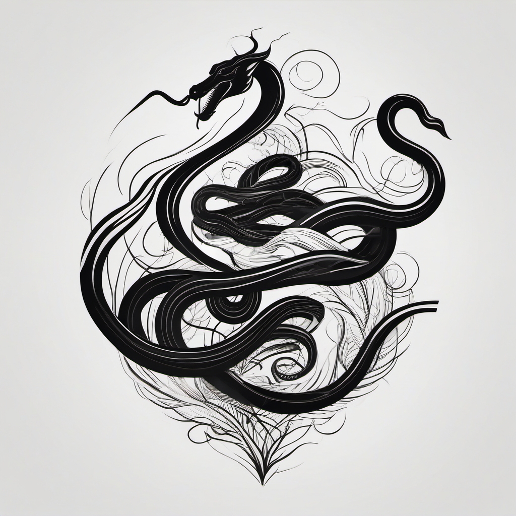 Abstract black mamba roots tattoo. Deep-seated serpent strength.  minimalist black white tattoo style